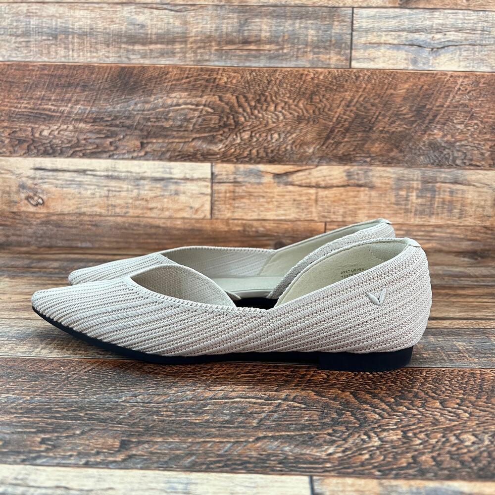 Vivaia Melia Cream Pointed Toe D'Orsay Knit Flats Women's 36.5 US6